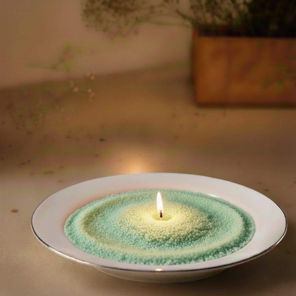 Mint Pearled Candle (With Vase)