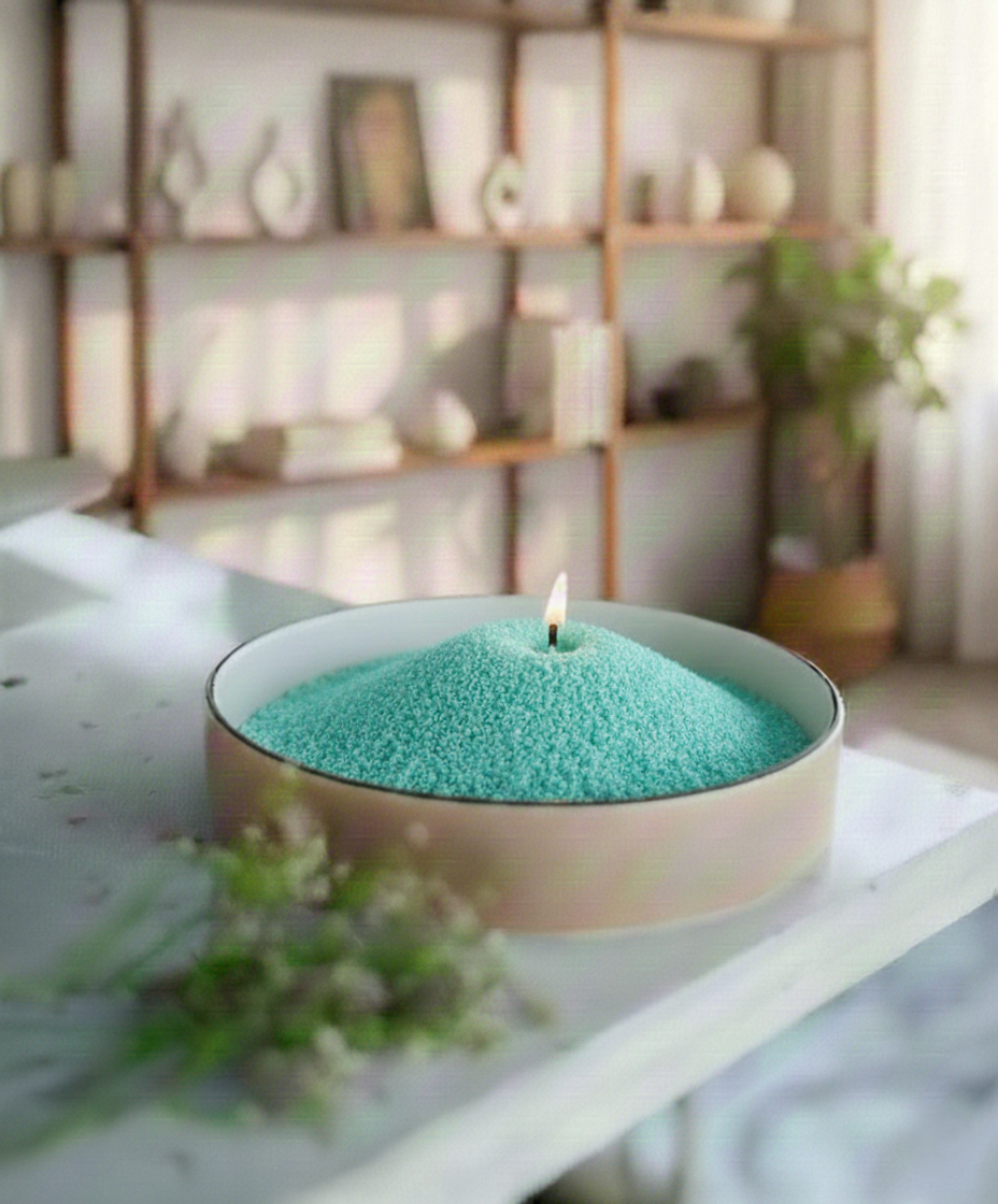 Aqua Pearled Candle