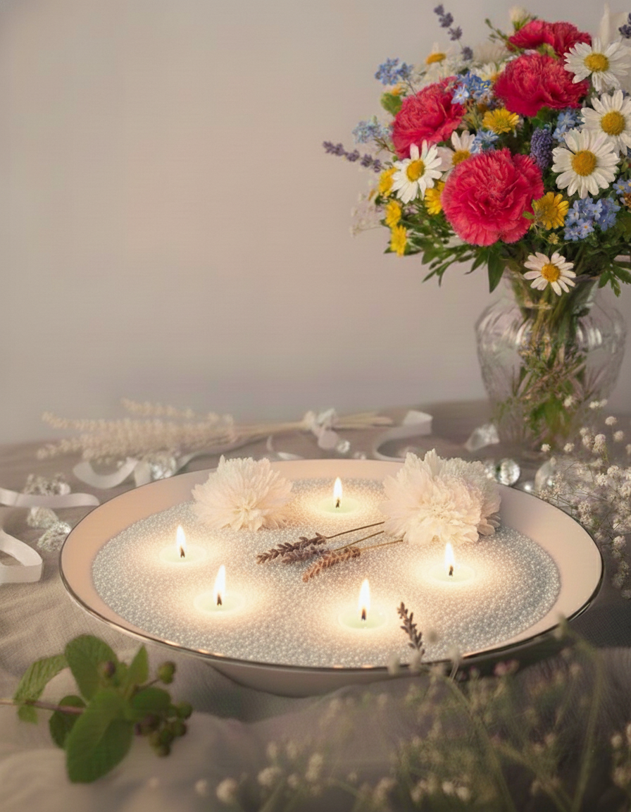 White Pearled Candle