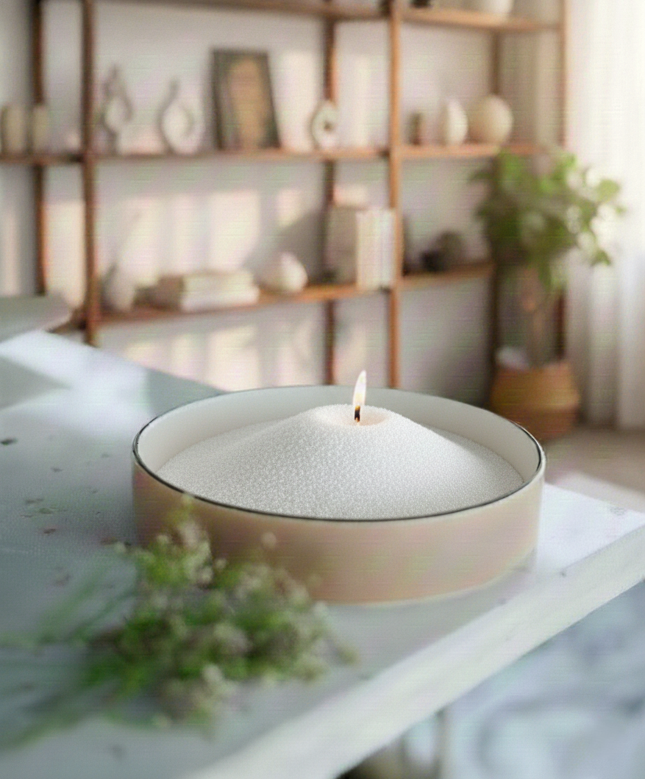 White Pearled Candle (With Vase)