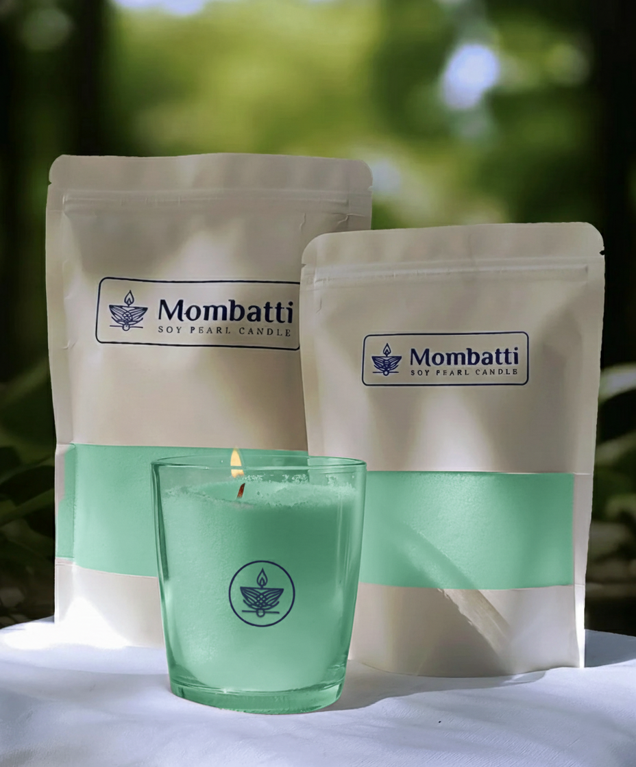 Mint Pearled Candle (With Vase)