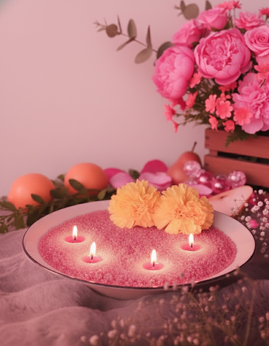 Rose Pearled Candle
